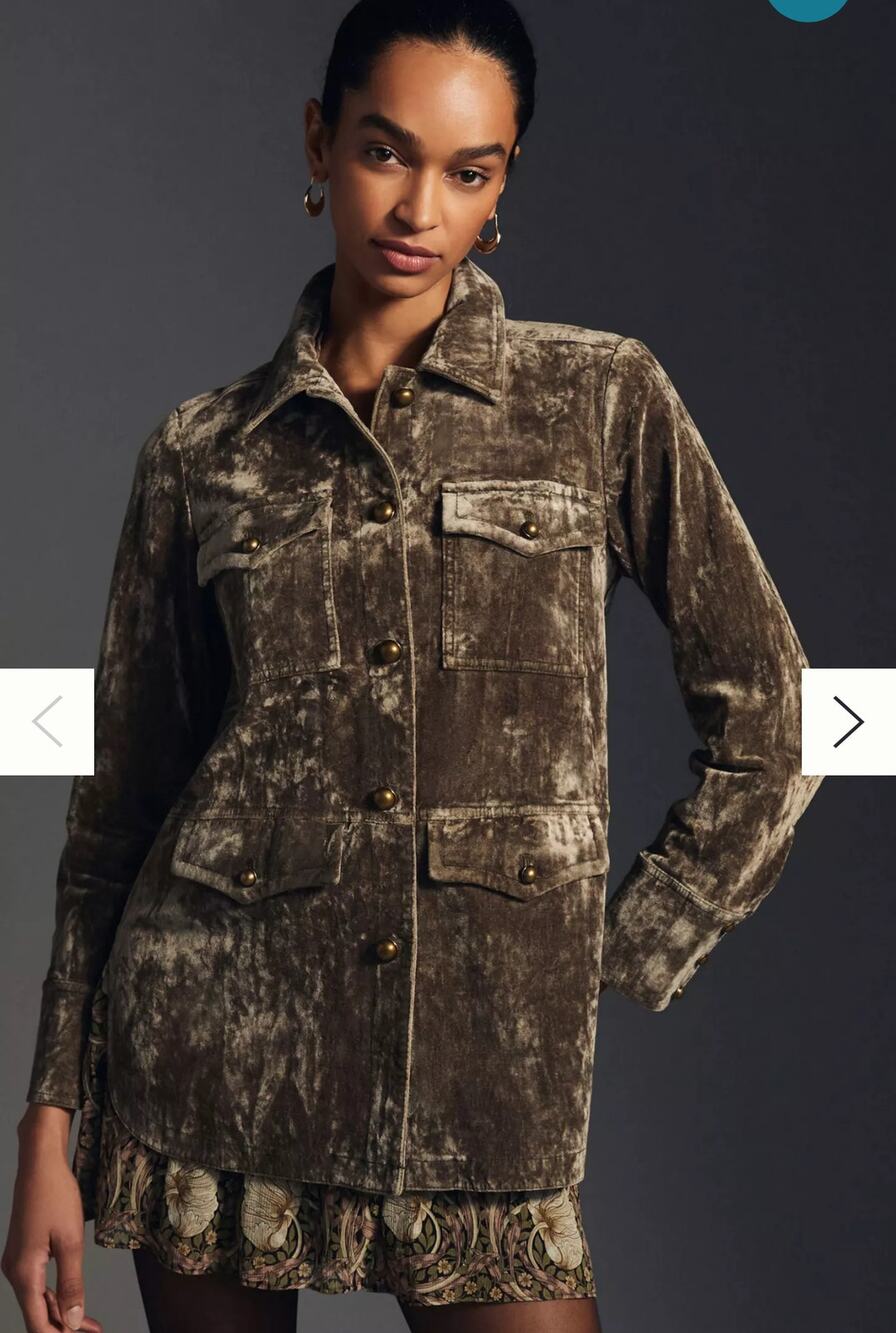 EUC Anthropologie Velvet Utility Jacket Size XS